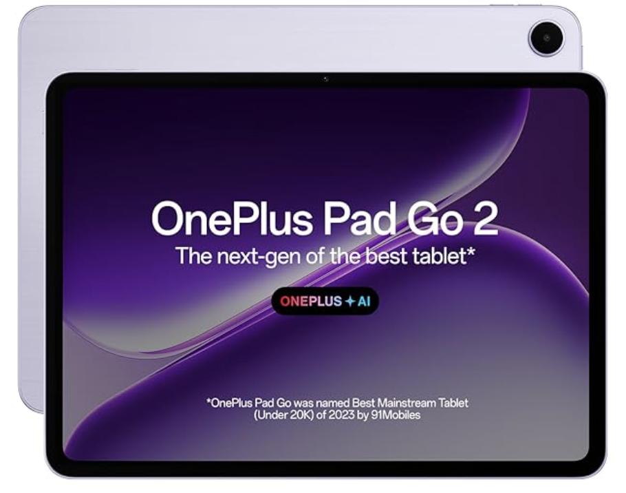 OnePlus Pad Go 2, 30.73 cm (12.1 inch) 2.8K Display, Dolby Vision™, 120Hz Refresh Rate, Quad Speakers, AI, 10050 mAh Battery, Wi-Fi Tablet, 8GB RAM 128 GB Storage, Lavender Drift : Amazon.in: Electronics