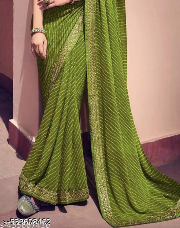 Bandhani Printed saree with Banarasi Lace Border Image 2