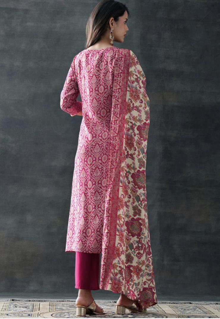 Buy Libas Women Floral Printed Regular Kurta With Trousers & Dupatta -  - Apparel for Women Image 2