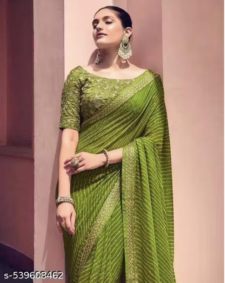 Bandhani Printed saree with Banarasi Lace Border