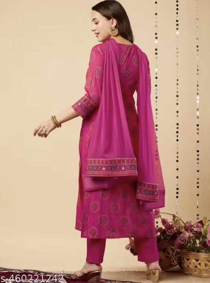 Partywear Kurta Sets with Dupattas for Women kurtis set , Pant and Dupatta Set Image 2