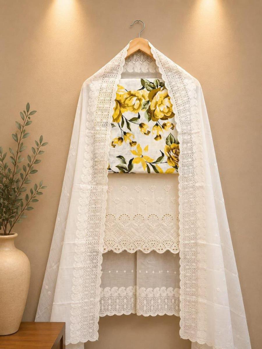 Chikankari bottom dupatta suit
