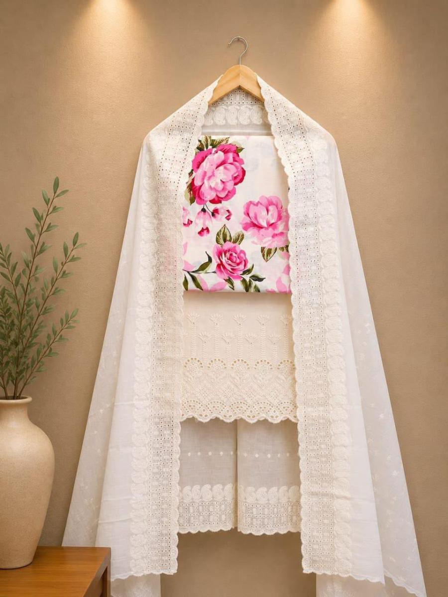 Chikankari bottom dupatta suit