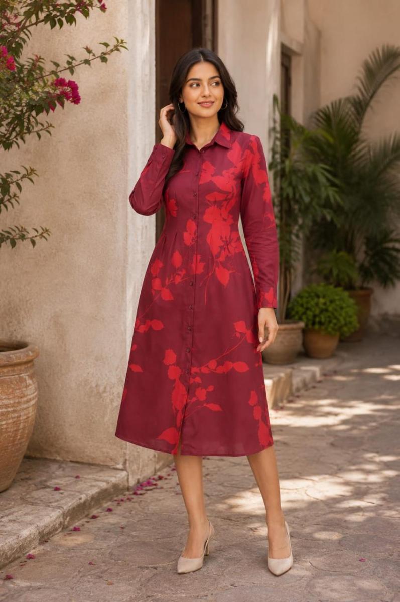 Fable Street Floral Button-Down Midi Dress