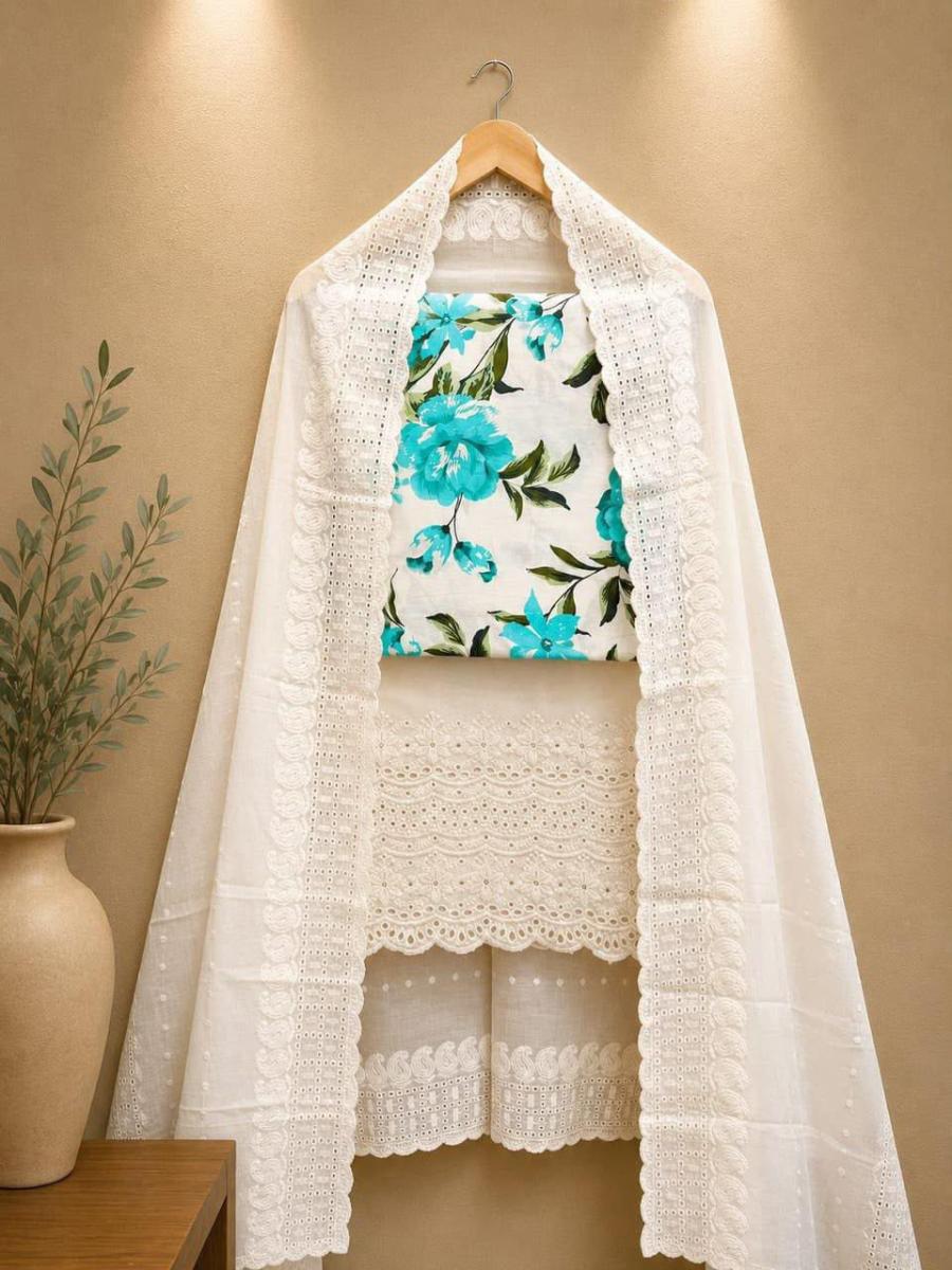 Chikankari bottom dupatta suit