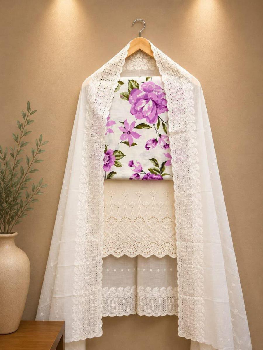 Chikankari bottom dupatta suit